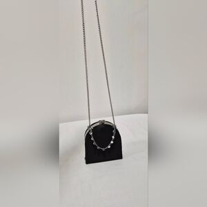 Zara Black Crossbody Bag with Silver Chain